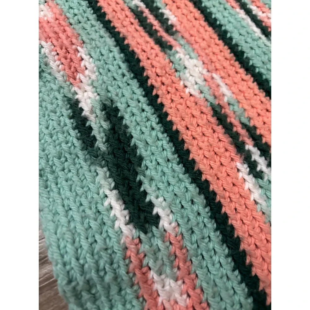 Vintage‎ Handmade Crochet Southwest Style Throw Blanket Afghan 37x72 Fringe